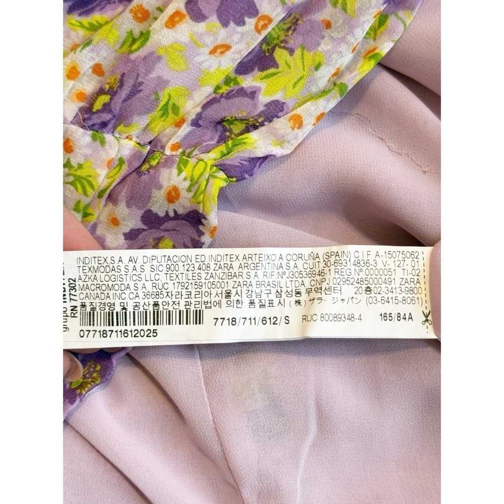 ZARA Ruched Floral Dress Small - Picture 12 of 12